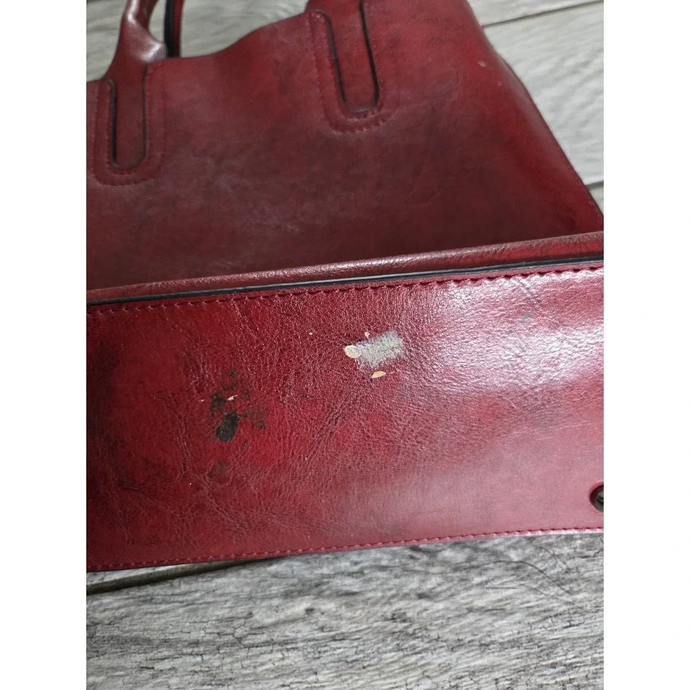 Handmade Leather Handbag Hand-Painted Hawaiian Purse‎ 12×10×5 Red Artsy Boho NEW